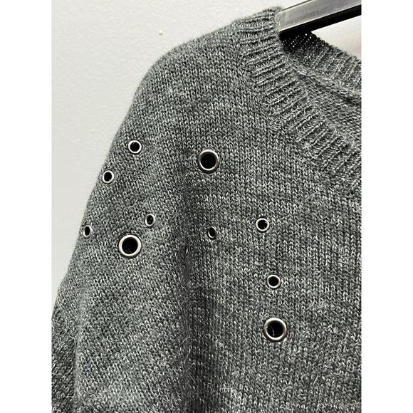 EXPRESS Sweater Womens small gray wool/mohair blend grommet Pullover Casual - Picture 5 of 7